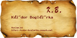 Kódor Boglárka névjegykártya